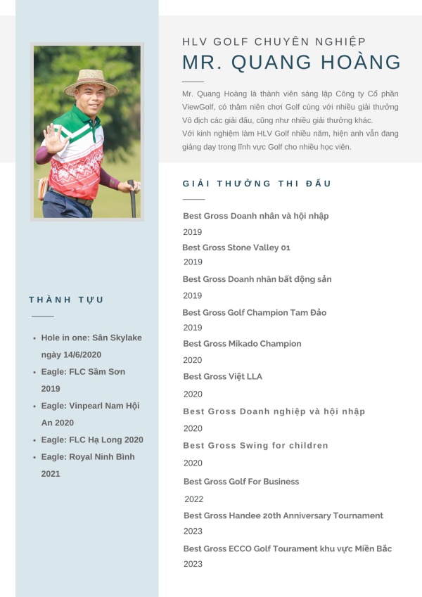 HLV Vũ Quang Hoàng – HLV Golf chuyên nghiệp 
